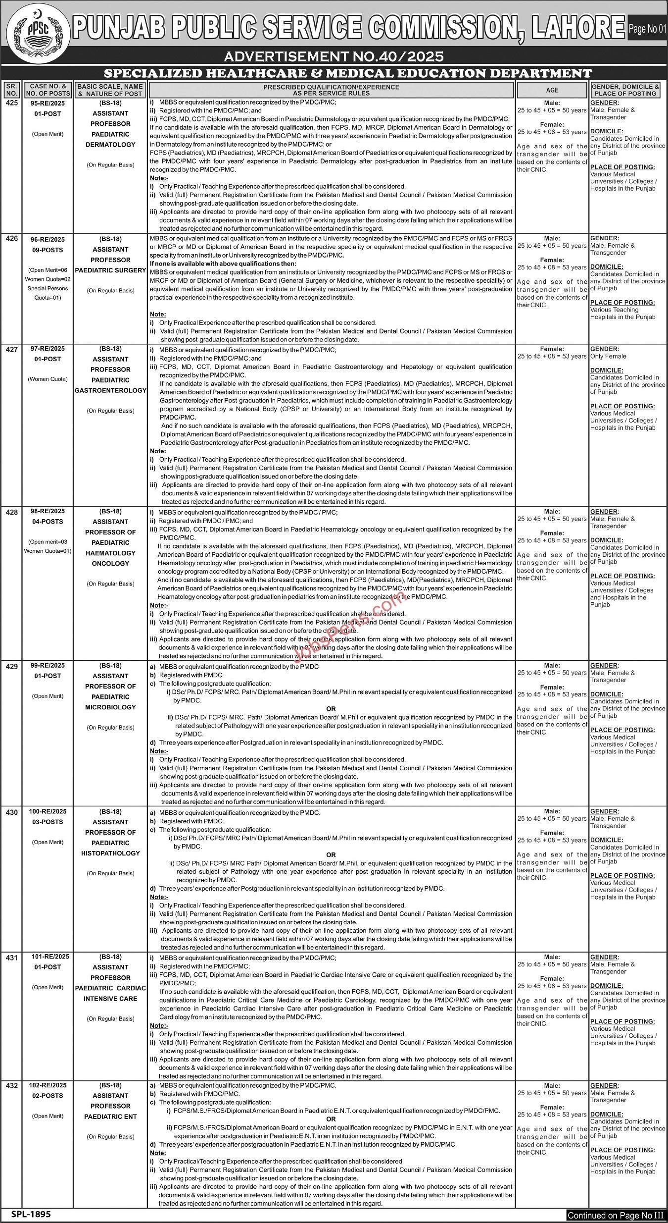 PPSC Jobs 2025